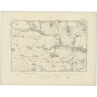 1881 Map of Cornwall XXIX.SE, 1884 Print