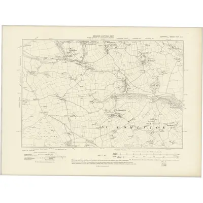 1905 Map of Cornwall XXIX.SE, 1907 Print