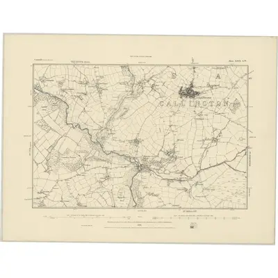 1881 Map of Cornwall XXIX.SW, 1885 Print