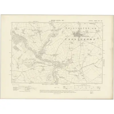 1905 Map of Cornwall XXIX.SW, 1907 Print