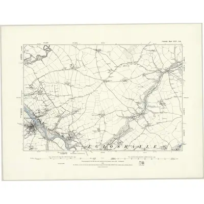 1880 Map of Cornwall XXV.NE, 1888 Print