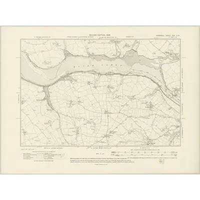 1905 Map of Cornwall XXV.NW, 1908 Print