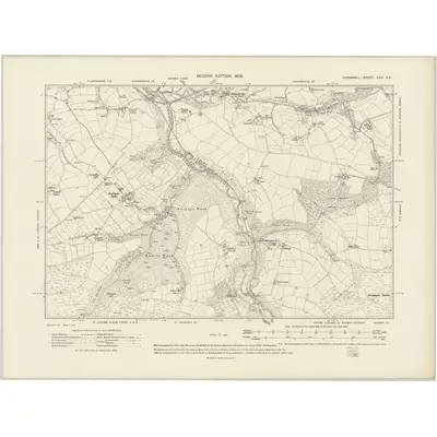 1906 Map of Cornwall XXV.SE, 1908 Print