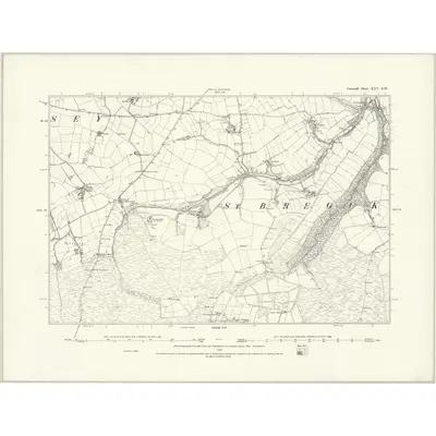 1880 Map of Cornwall XXV.SW, 1888 Print