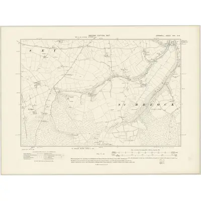 1906 Map of Cornwall XXV.SW, 1908 Print