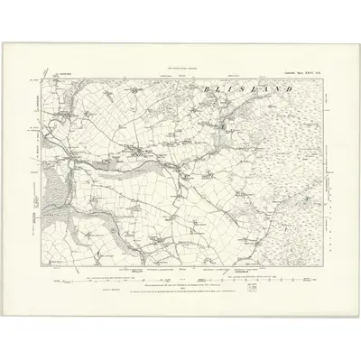1880 Map of Cornwall XXVI.NE, 1888 Print
