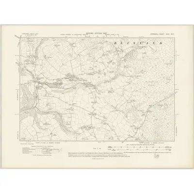 1905 Map of Cornwall XXVI.NE, 1907 Print