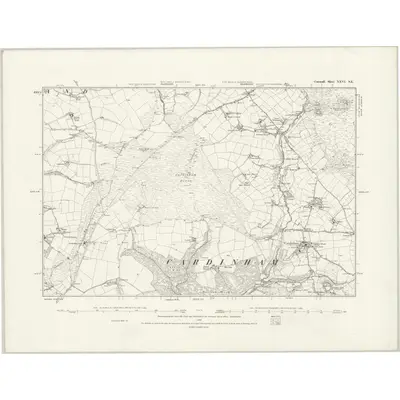 1880 Map of Cornwall XXVI.SE, 1888 Print