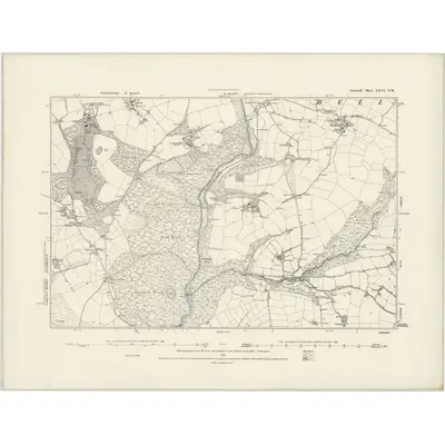 1880 Map of Cornwall XXVI.SW, 1888 Print