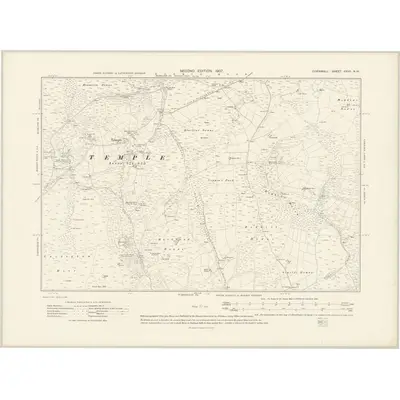 1905 Map of Cornwall XXVII.NW, 1907 Print