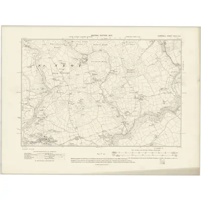 1905 Map of Cornwall XXVII.SE, 1907 Print