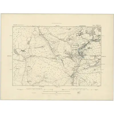 1881 Map of Cornwall XXVIII.NW, 1883 Print