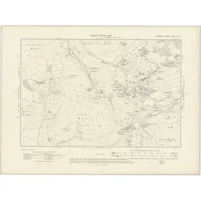 1905 Map of Cornwall XXVIII.NW, 1907 Print