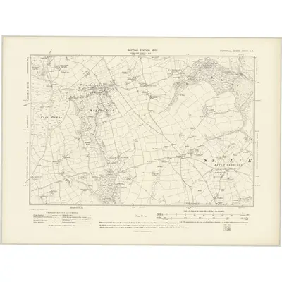 1905 Map of Cornwall XXVIII.SE, 1907 Print