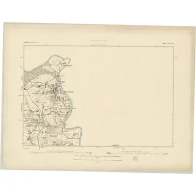 1881 Map of Cornwall XXX.NW, 1884 Print
