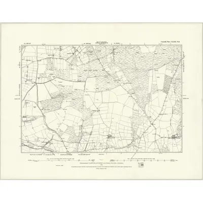 1880 Map of Cornwall XXXII.NE, 1888 Print
