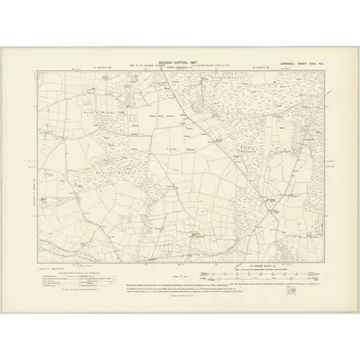 1905 Map of Cornwall XXXII.NE, 1907 Print