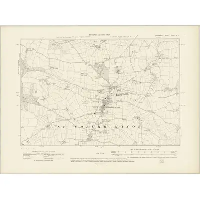 1905 Map of Cornwall XXXII.SE, 1907 Print