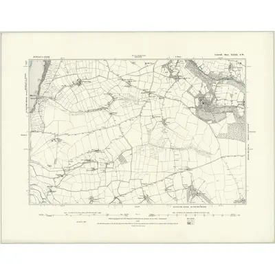 1880 Map of Cornwall XXXII.SW, 1888 Print