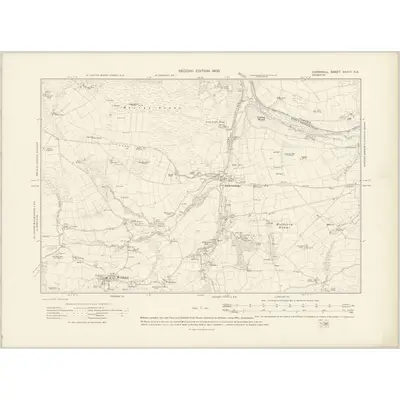 1906 Map of Cornwall XXXIII.NE, 1908 Print