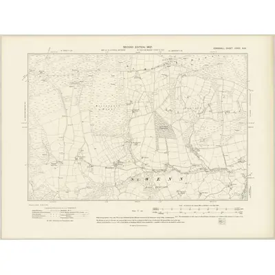 1906 Map of Cornwall XXXIII.NW, 1907 Print
