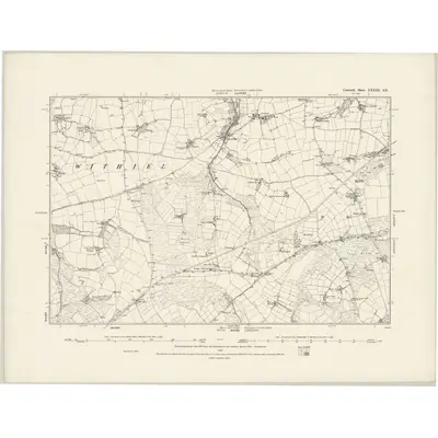 1880 Map of Cornwall XXXIII.SE, 1888 Print