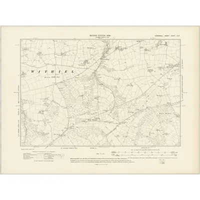 1905 Map of Cornwall XXXIII.SE, 1908 Print
