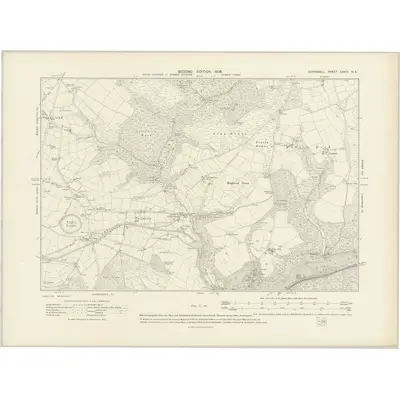 1905 Map of Cornwall XXXIV.NE, 1908 Print