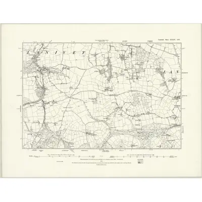 1881 Map of Cornwall XXXIV.SW, 1888 Print