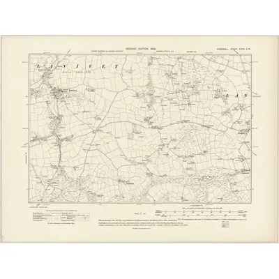 1906 Map of Cornwall XXXIV.SW, 1908 Print