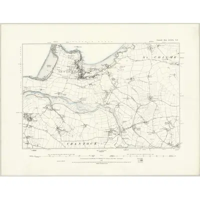 1879 Map of Cornwall XXXIX.NE, 1888 Print