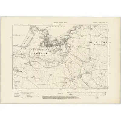 1906 Map of Cornwall XXXIX.NE, 1908 Print