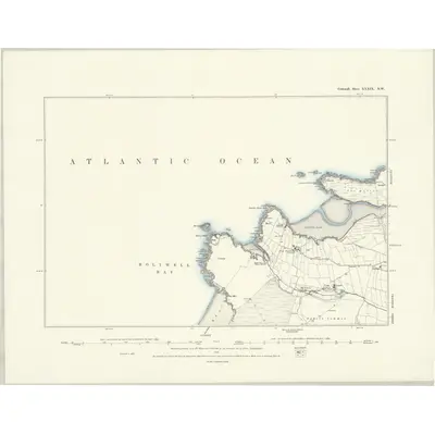 1879 Map of Cornwall XXXIX.NW, 1888 Print