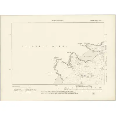 1906 Map of Cornwall XXXIX.NW, 1907 Print