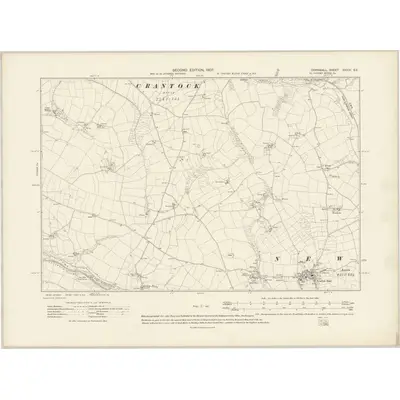 1906 Map of Cornwall XXXIX.SE, 1907 Print