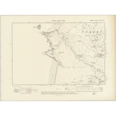 1906 Map of Cornwall XXXIX.SW, 1908 Print