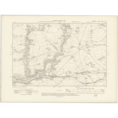 1905 Map of Cornwall XXXV.NE, 1907 Print