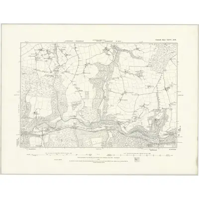 1880 Map of Cornwall XXXV.NW, 1888 Print