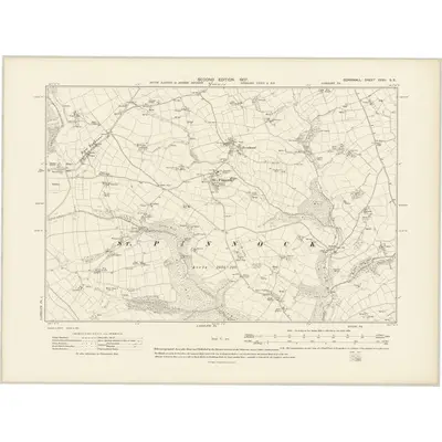 1905 Map of Cornwall XXXV.SE, 1907 Print