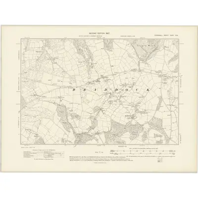 1905 Map of Cornwall XXXV.SW, 1907 Print