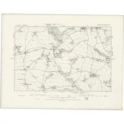 1882 Map of Cornwall XXXVI.NE, 1888 Print