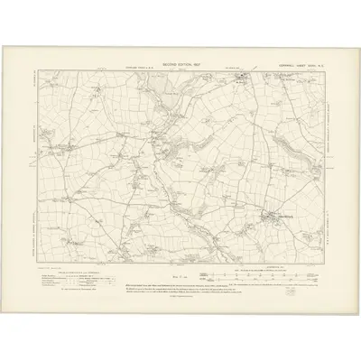 1905 Map of Cornwall XXXVI.NE, 1907 Print