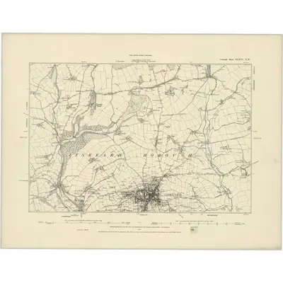 1881 Map of Cornwall XXXVI.NW, 1887 Print