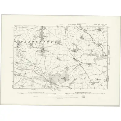 1882 Map of Cornwall XXXVI.SE, 1888 Print
