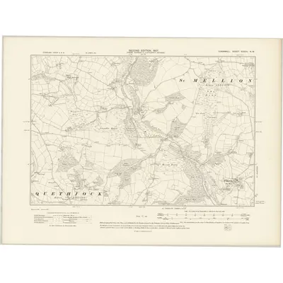 1905 Map of Cornwall XXXVII.NW, 1907 Print