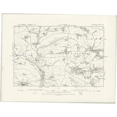 1865 Map of Cornwall XXXVII.SE, 1889 Print