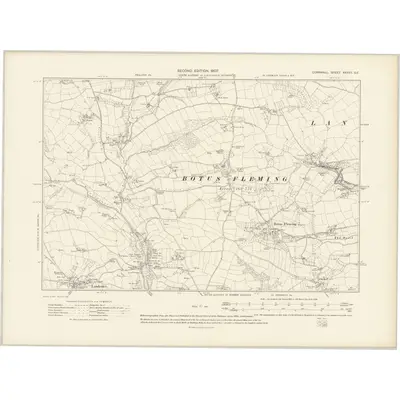 1905 Map of Cornwall XXXVII.SE, 1907 Print