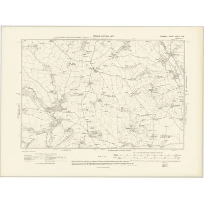 1905 Map of Cornwall XXXVII.SW, 1907 Print