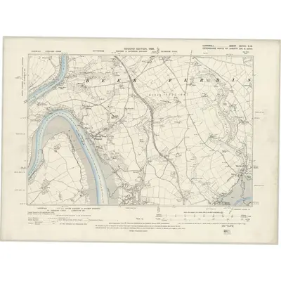 1892 Map of Cornwall XXXVIII.NW, 1896 Print