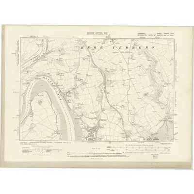 1905 Map of Cornwall XXXVIII.NW, 1907 Print